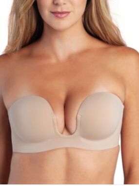 Fashion Forms Voluptuous U Plunge Backless Strapless Bra Beige Size D-cup 11221